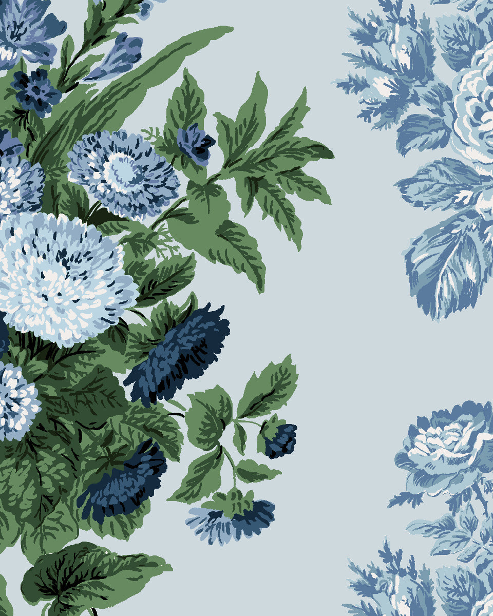 'La Garland' Wallpaper by Clare V. - Powder Blue