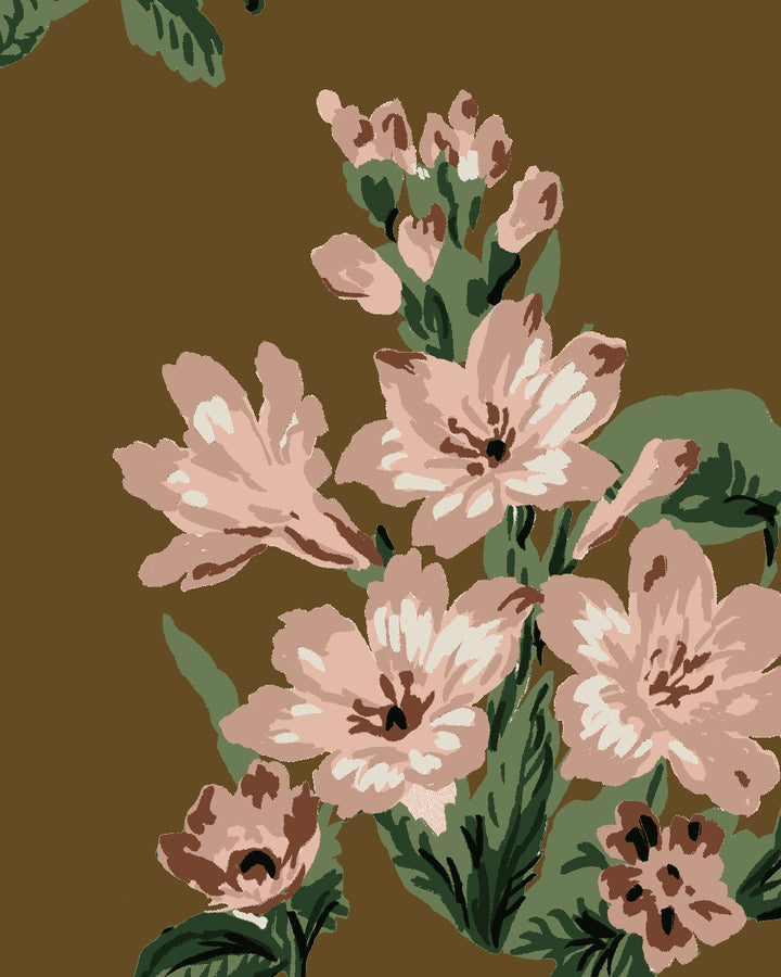 'La Zinnia' Wallpaper by Clare V. - Cocao Blush