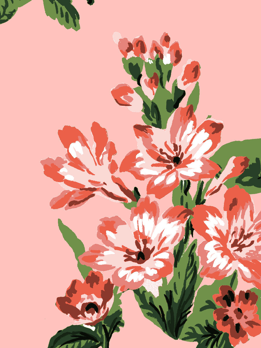 'La Zinnia' Wallpaper by Clare V. - Pink Blush