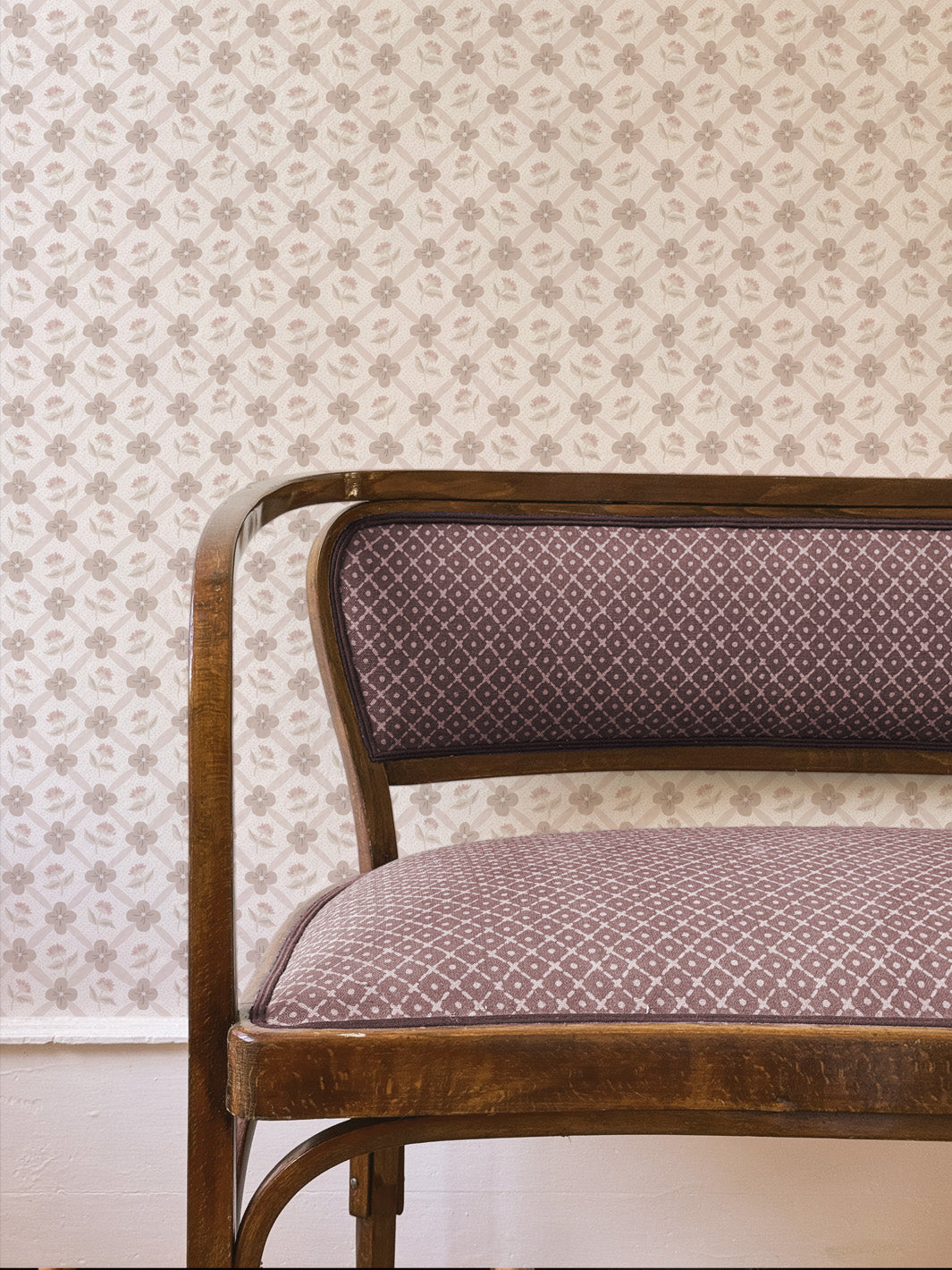 'Lattice Fleur' Wallpaper by Clare V. - Bisque Cream