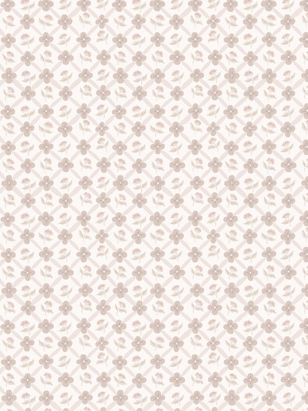 'Lattice Fleur' Wallpaper by Clare V. - Bisque Cream