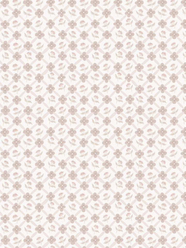 'Lattice Fleur' Wallpaper by Clare V. - Bisque Cream
