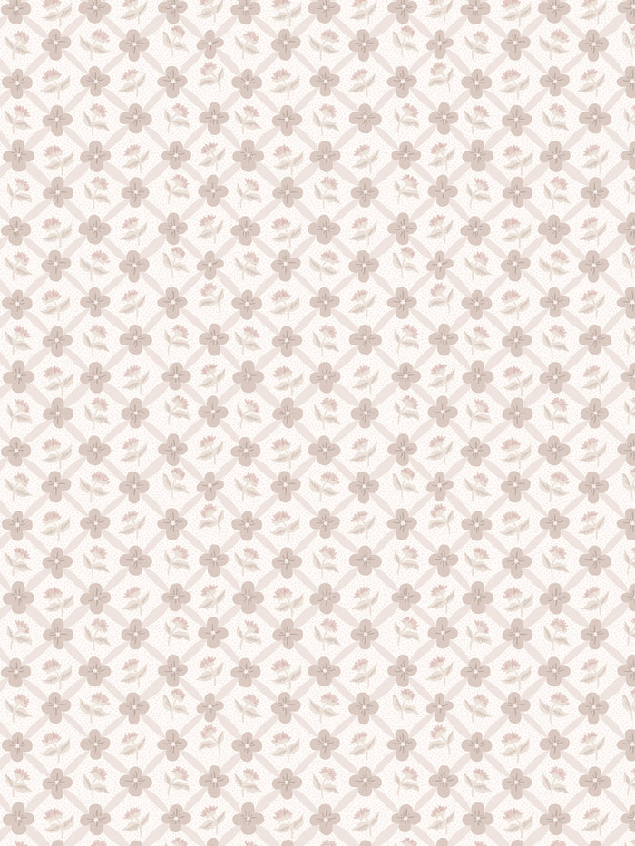 'Lattice Fleur' Wallpaper by Clare V. - Bisque Cream