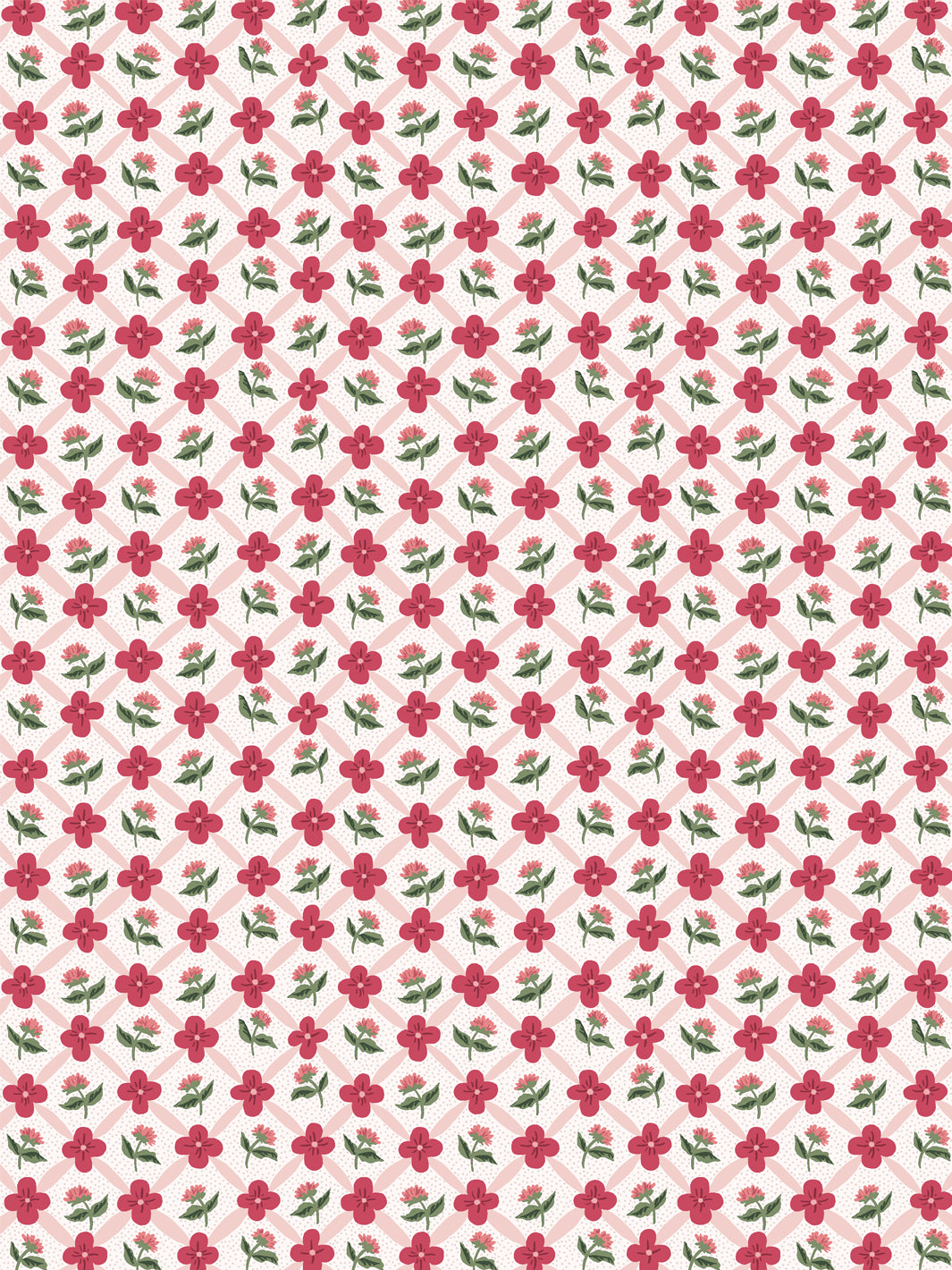 'Lattice Fleur' Wallpaper by Clare V. - Rouge Green