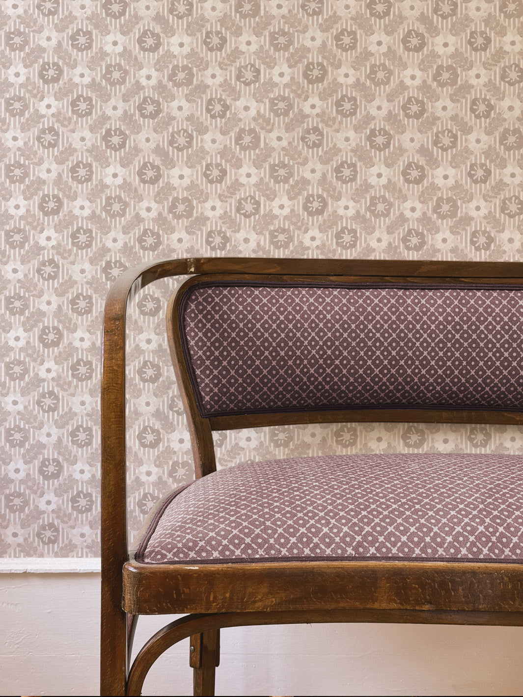 'Lattice Jardin' Wallpaper by Clare V. - Dove Bisque