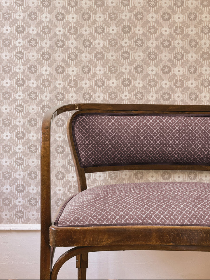 'Lattice Jardin' Wallpaper by Clare V. - Dove Bisque