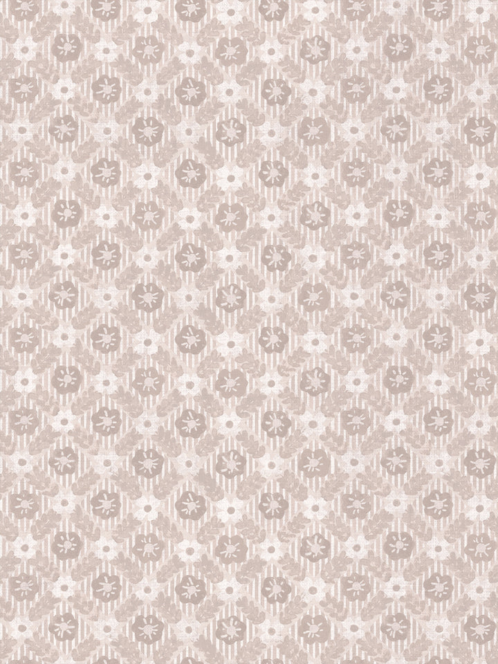 'Lattice Jardin' Linen Fabric by Clare V. - Dove Bisque