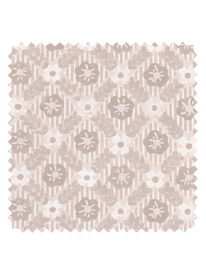 'Lattice Jardin' Linen Fabric by Clare V. - Dove Bisque