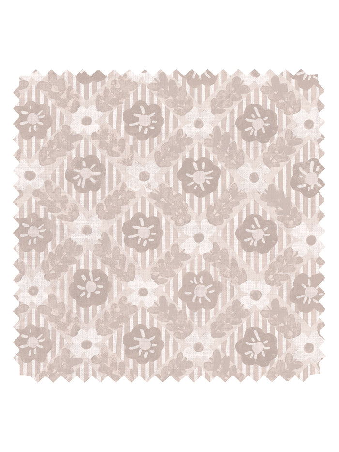 'Lattice Jardin' Linen Fabric by Clare V. - Dove Bisque