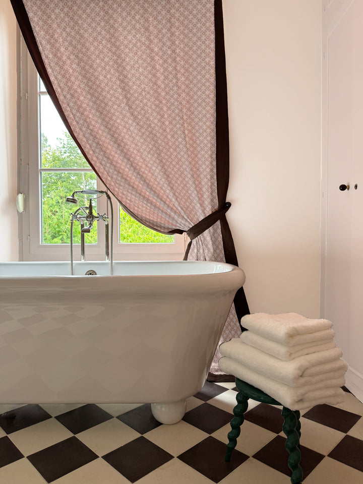 'Lattice Jardin' Linen Fabric by Clare V. - Dove Bisque