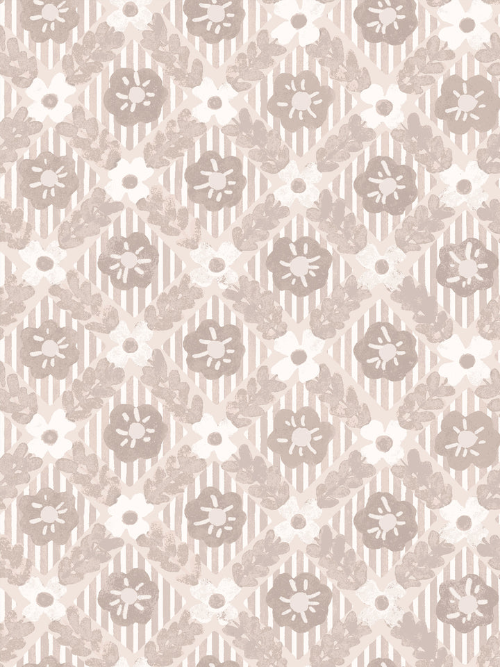 'Lattice Jardin' Wallpaper by Clare V. - Dove Bisque