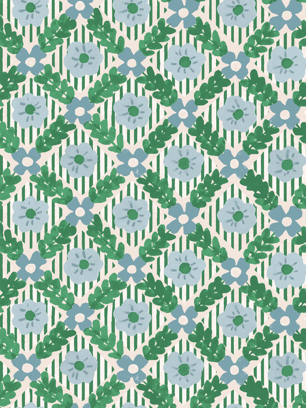 'Lattice Jardin' Wallpaper by Clare V. - Evergreen Sky
