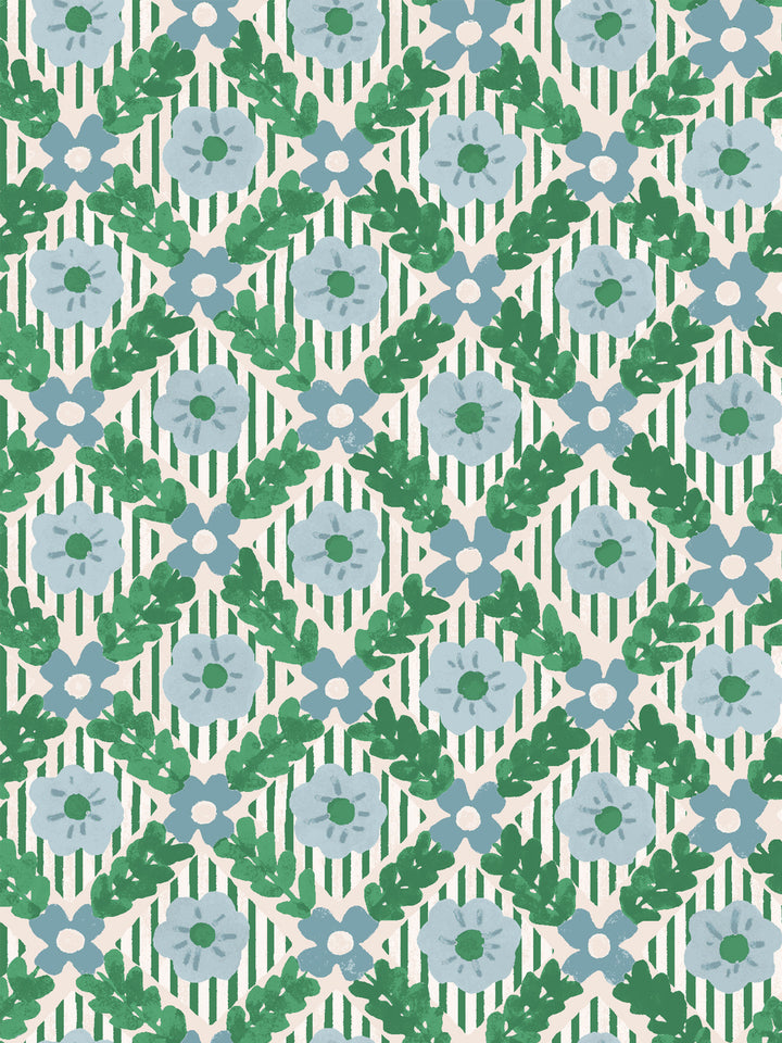 'Lattice Jardin' Wallpaper by Clare V. - Evergreen Sky