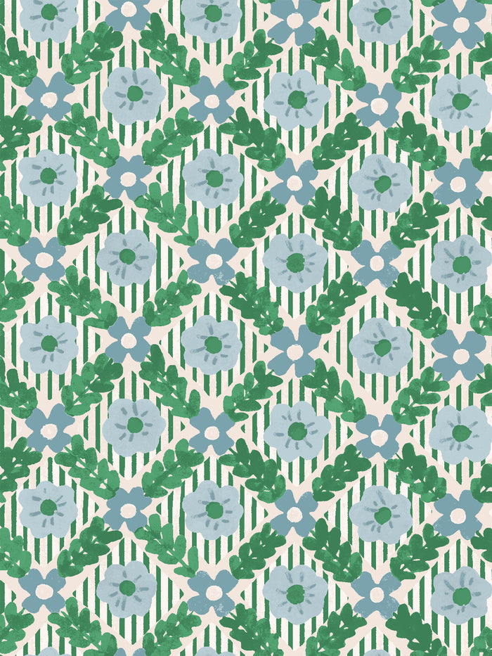'Lattice Jardin' Wallpaper by Clare V. - Evergreen Sky