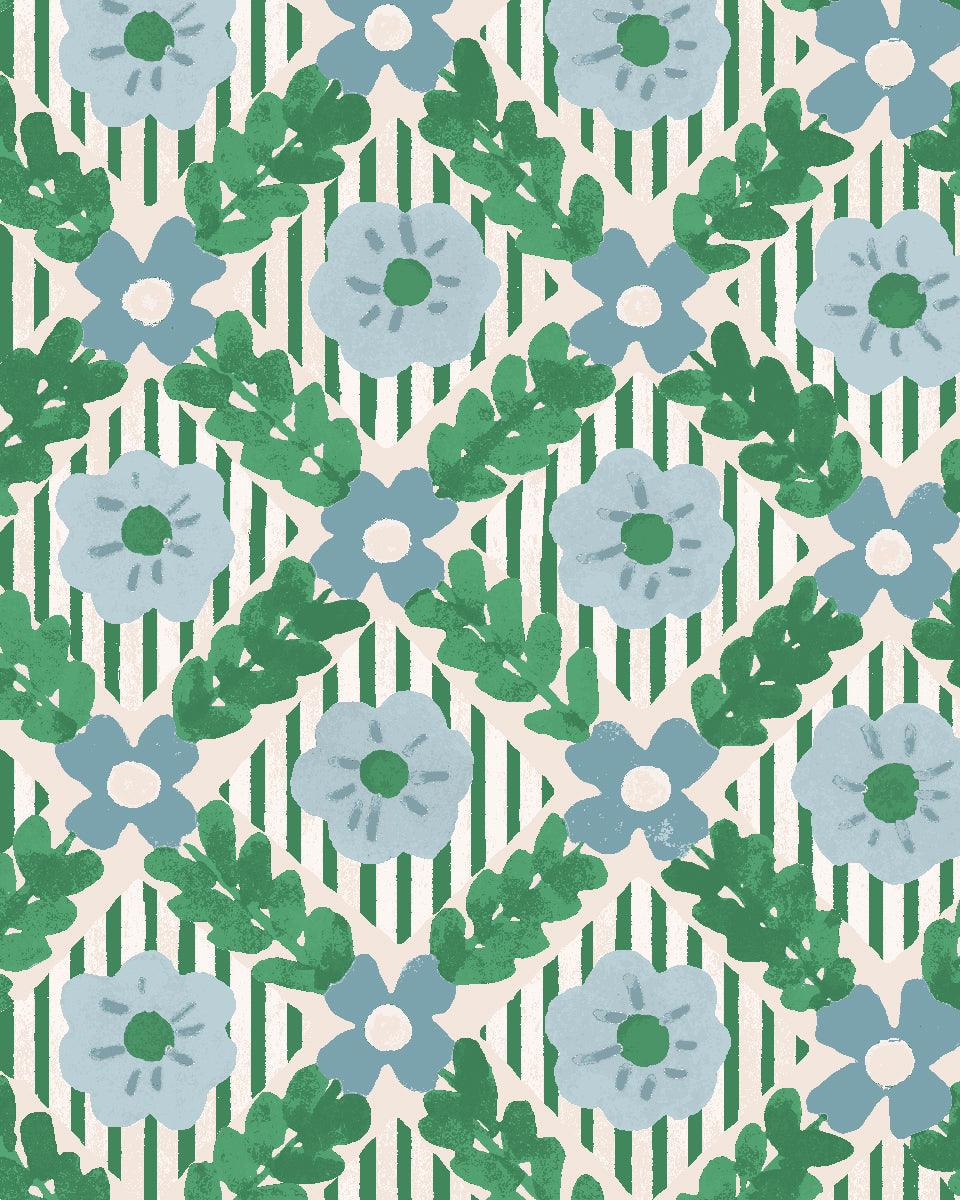 'Lattice Jardin' Wallpaper by Clare V. - Evergreen Sky