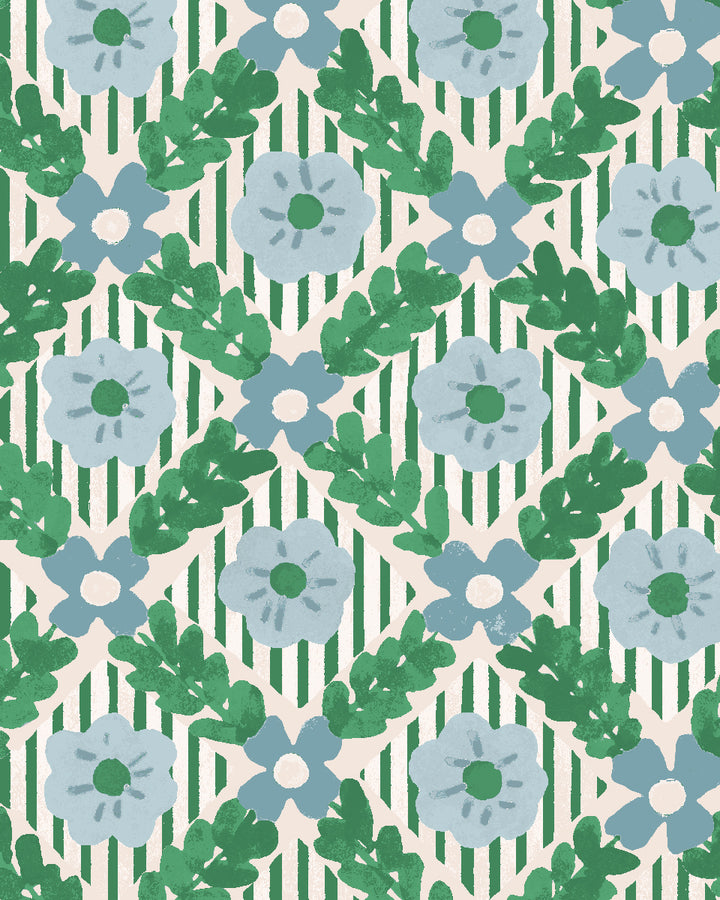 'Lattice Jardin' Wallpaper by Clare V. - Evergreen Sky