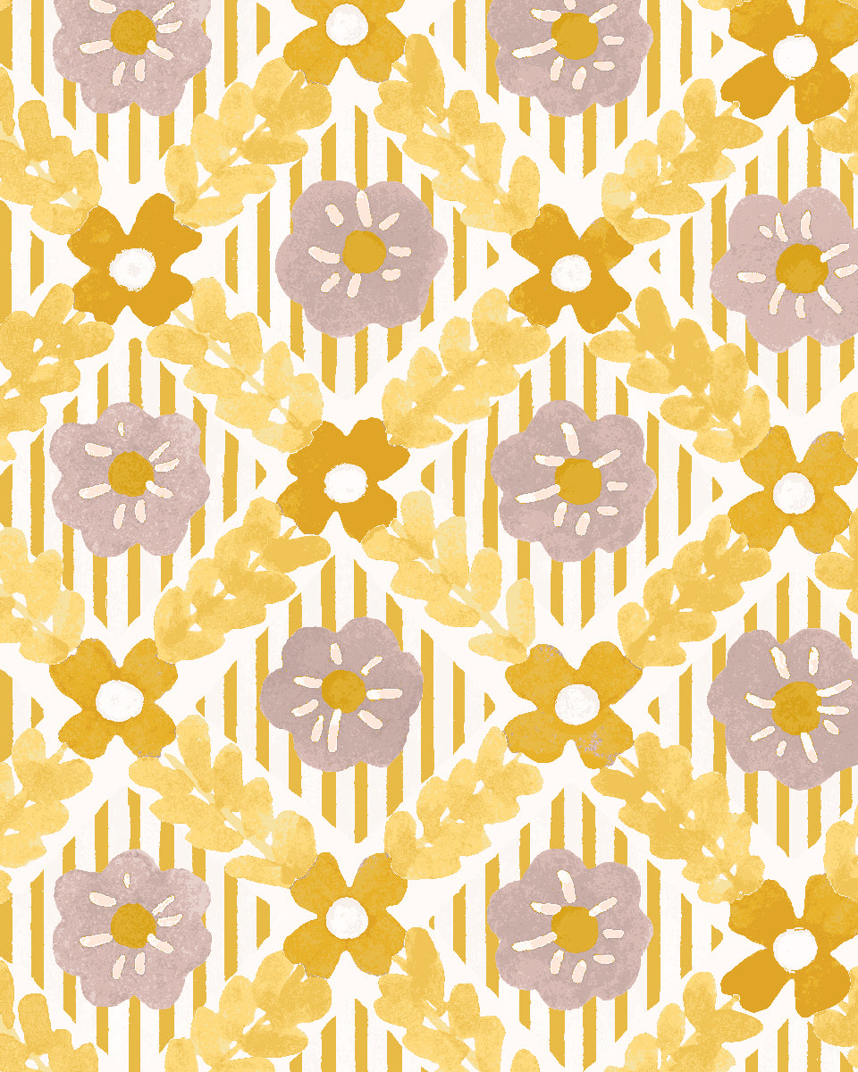 'Lattice Jardin' Wallpaper by Clare V. - Gold Putty