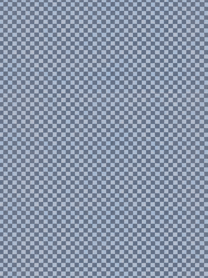 'Le Check' Linen Fabric by Clare V. - Blue Silver