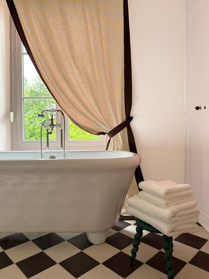 'Le Check' Linen Fabric by Clare V. - Buttercream