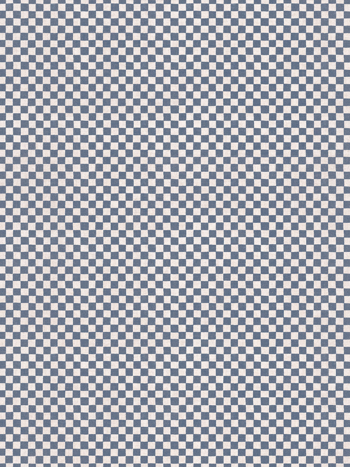 'Le Check' Linen Fabric by Clare V. - Chambray Blue