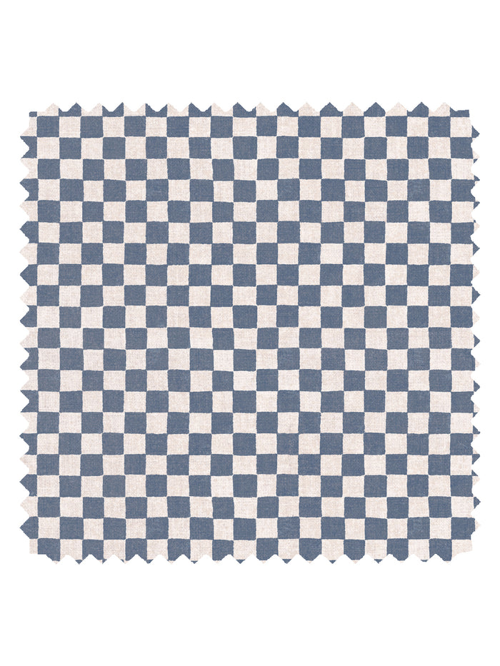 'Le Check' Linen Fabric by Clare V. - Chambray Blue