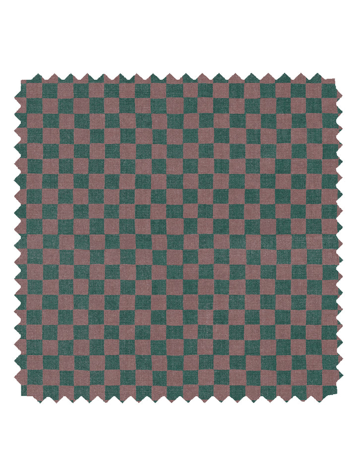 'Le Check' Linen Fabric by Clare V. - Chestnut Pine