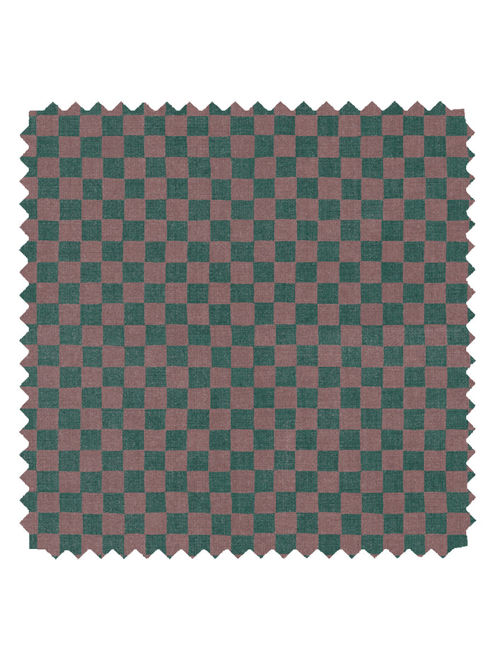 'Le Check' Linen Fabric by Clare V. - Chestnut Pine