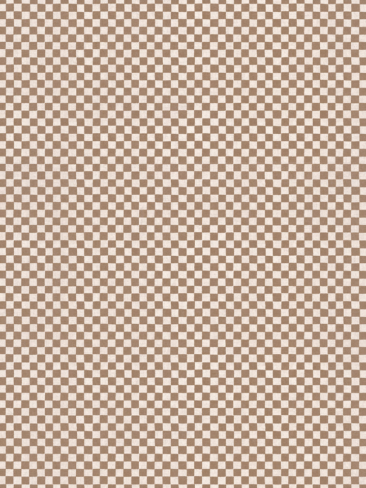 'Le Check' Linen Fabric by Clare V. - Clay Cream