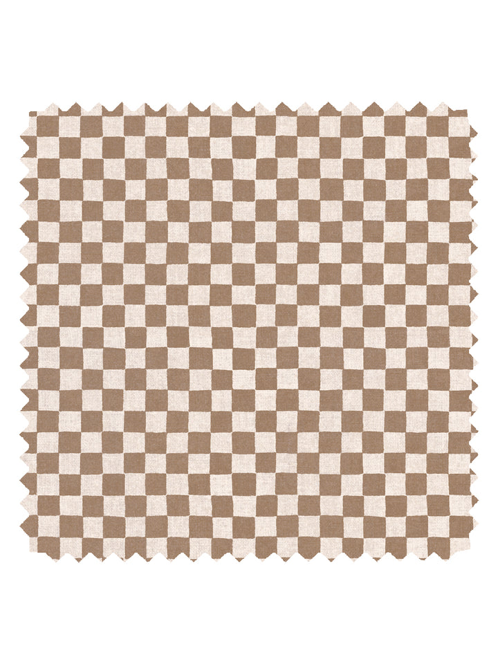 'Le Check' Linen Fabric by Clare V. - Clay Cream
