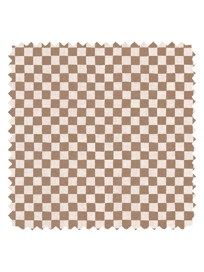 'Le Check' Linen Fabric by Clare V. - Clay Cream
