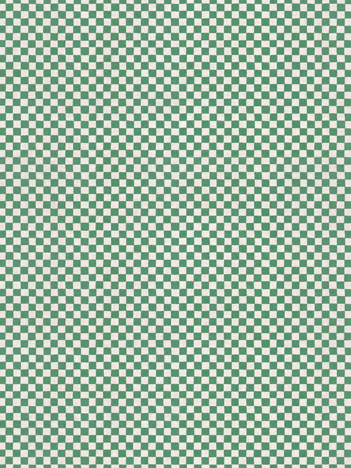 'Le Check' Linen Fabric by Clare V. - Evergreen Cream