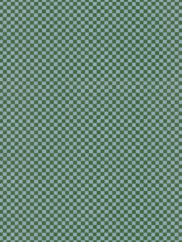 'Le Check' Linen Fabric by Clare V. - Green Sky