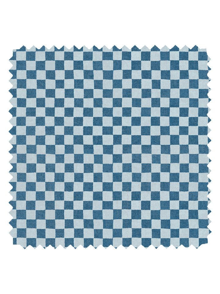 'Le Check' Linen Fabric by Clare V. - Indigo Powder