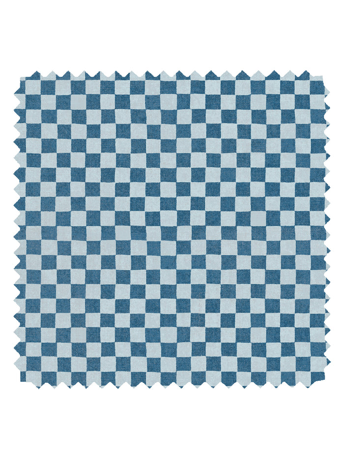 'Le Check' Linen Fabric by Clare V. - Indigo Powder
