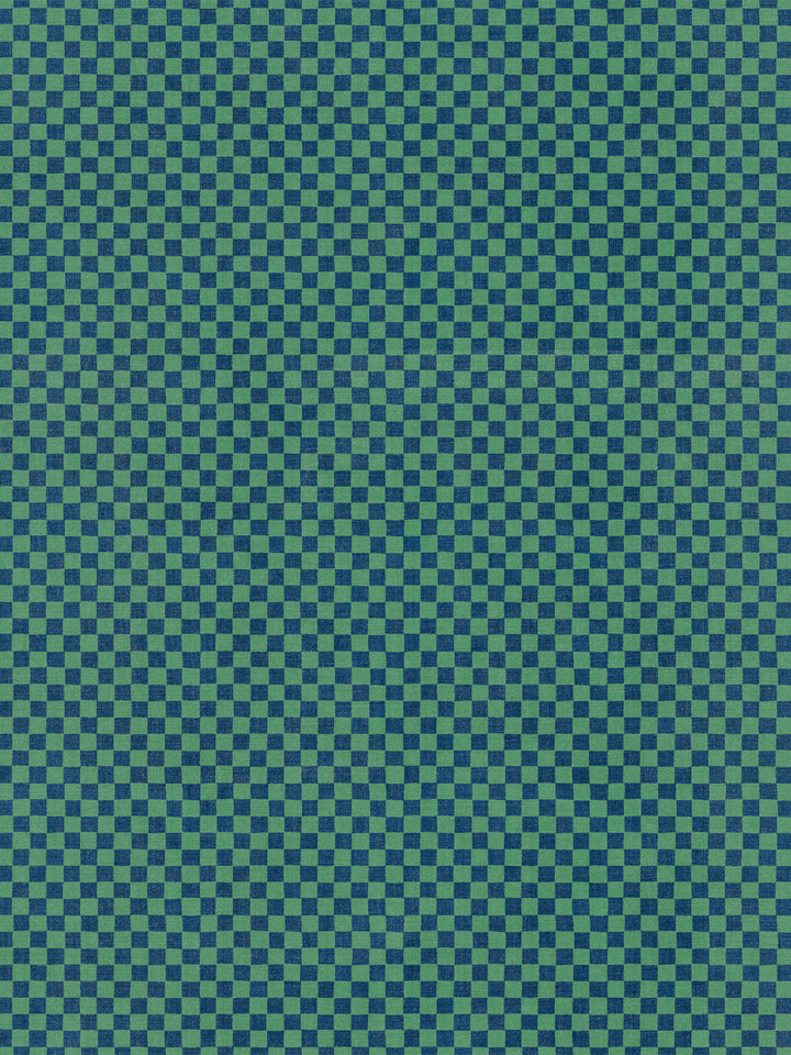 'Le Check' Linen Fabric by Clare V. - Navy Green