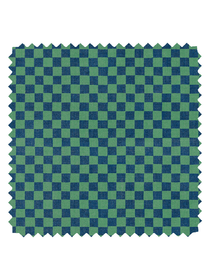 'Le Check' Linen Fabric by Clare V. - Navy Green