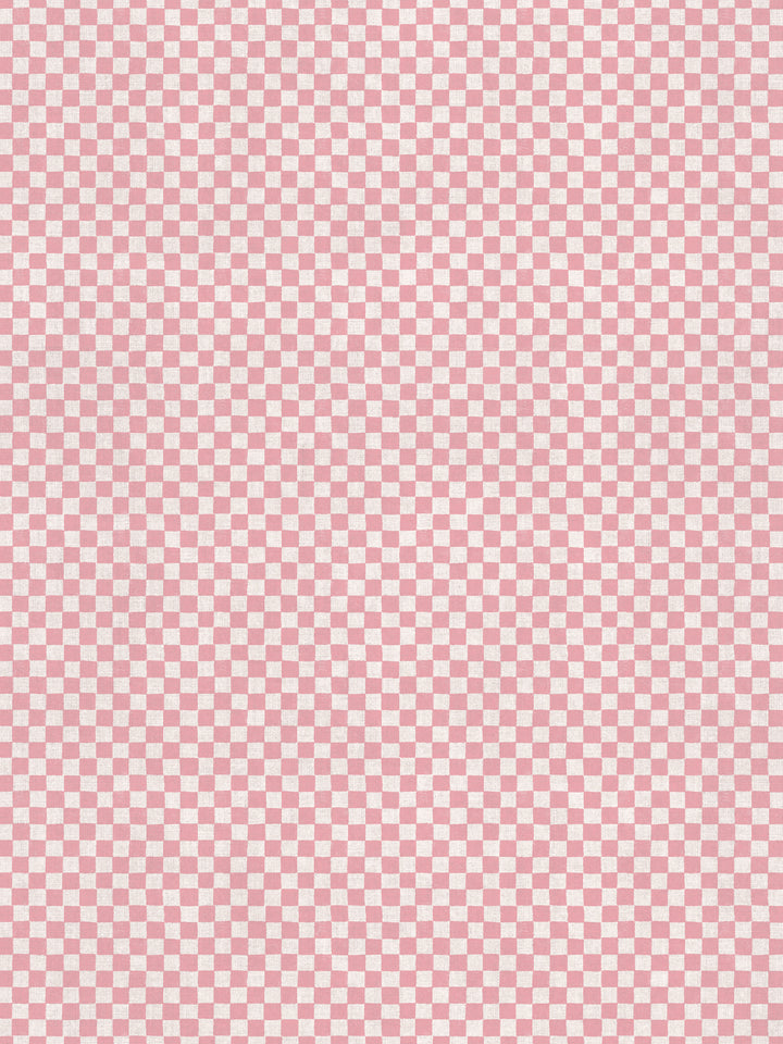 'Le Check' Linen Fabric by Clare V. - Pink Cream