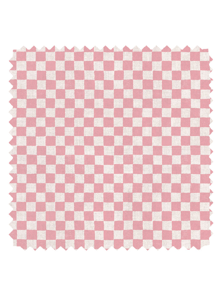 'Le Check' Linen Fabric by Clare V. - Pink Cream