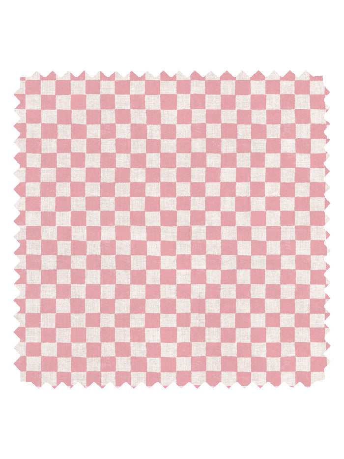 'Le Check' Linen Fabric by Clare V. - Pink Cream