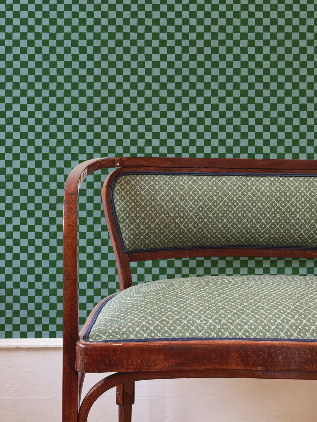 'Le Check' Wallpaper by Clare V. - Green Sky