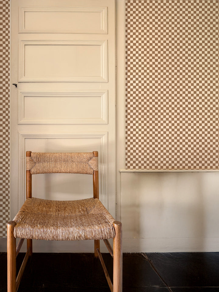 'Le Check' Wallpaper by Clare V. - Clay Cream