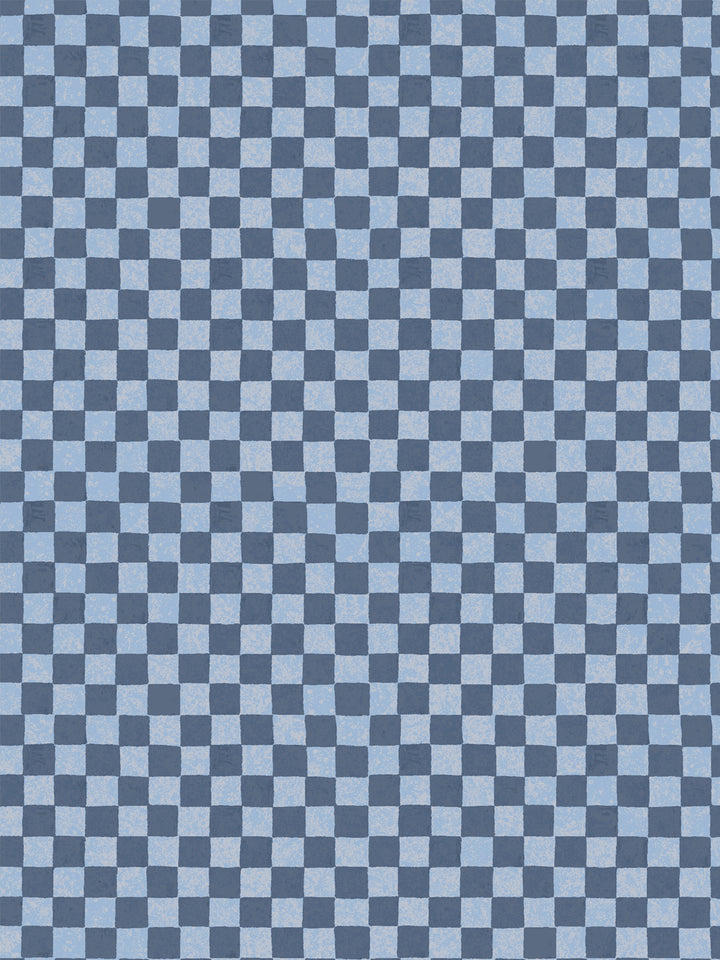 'Le Check' Wallpaper by Clare V. - Blue Silver