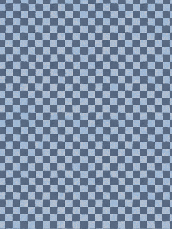 'Le Check' Wallpaper by Clare V. - Blue Silver