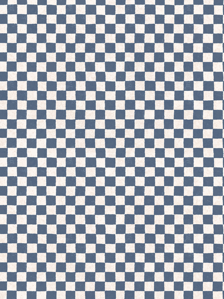'Le Check' Wallpaper by Clare V. - Chambray Blue