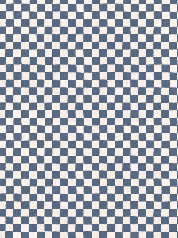 'Le Check' Wallpaper by Clare V. - Chambray Blue