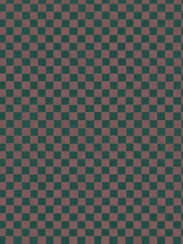'Le Check' Wallpaper by Clare V. - Chestnut Pine