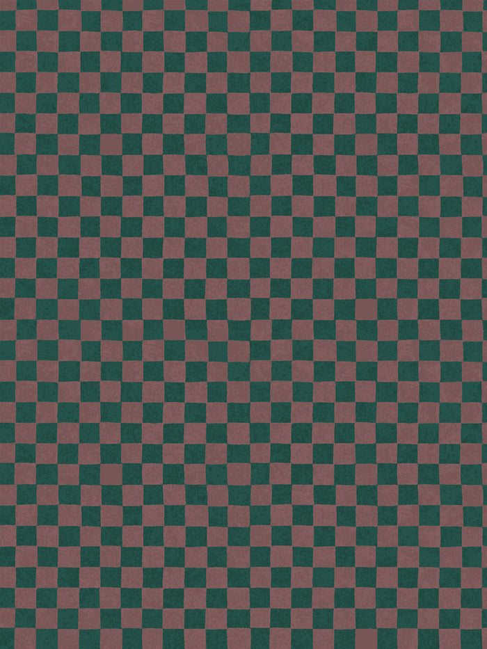 'Le Check' Wallpaper by Clare V. - Chestnut Pine