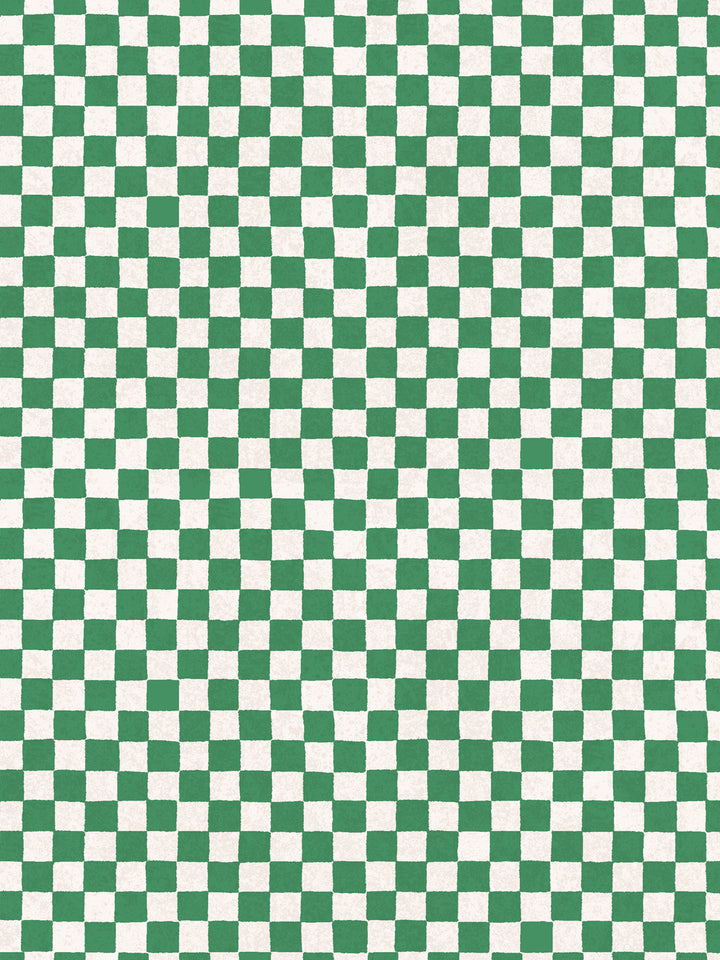 'Le Check' Wallpaper by Clare V. - Evergreen Cream