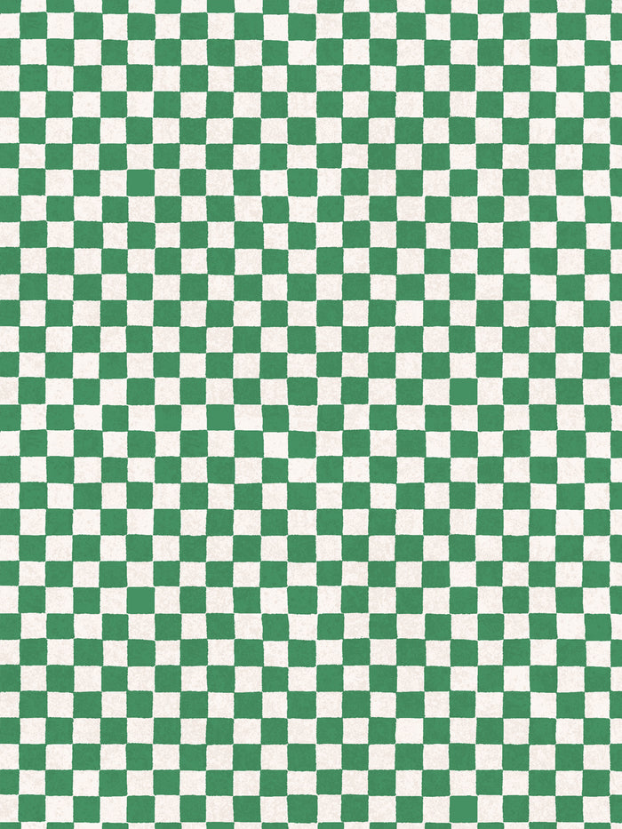 'Le Check' Wallpaper by Clare V. - Evergreen Cream