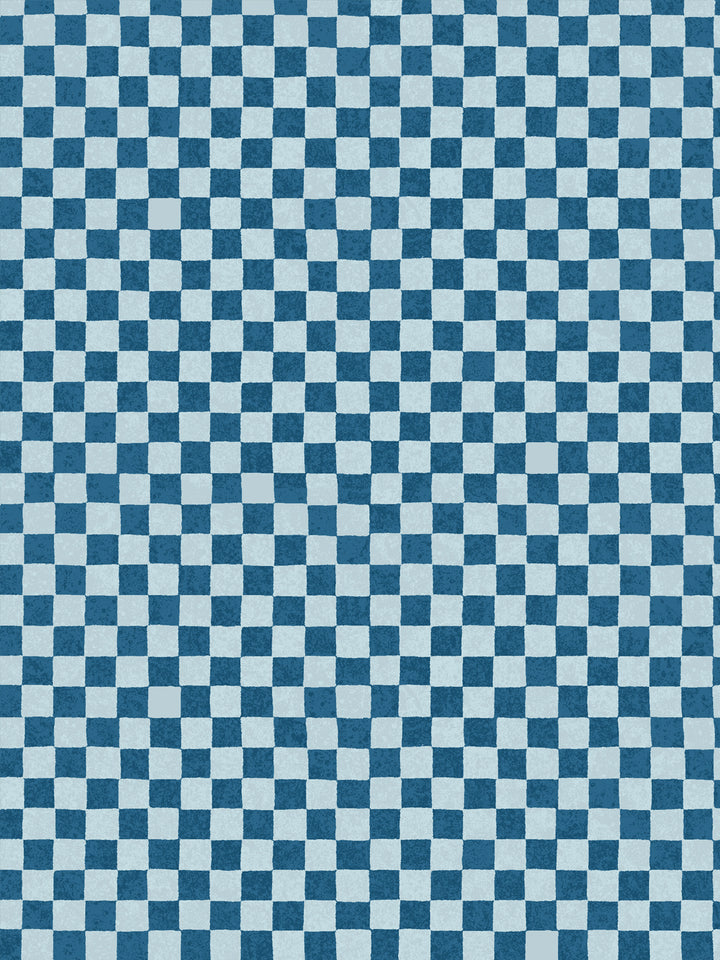 'Le Check' Wallpaper by Clare V. - Indigo Powder